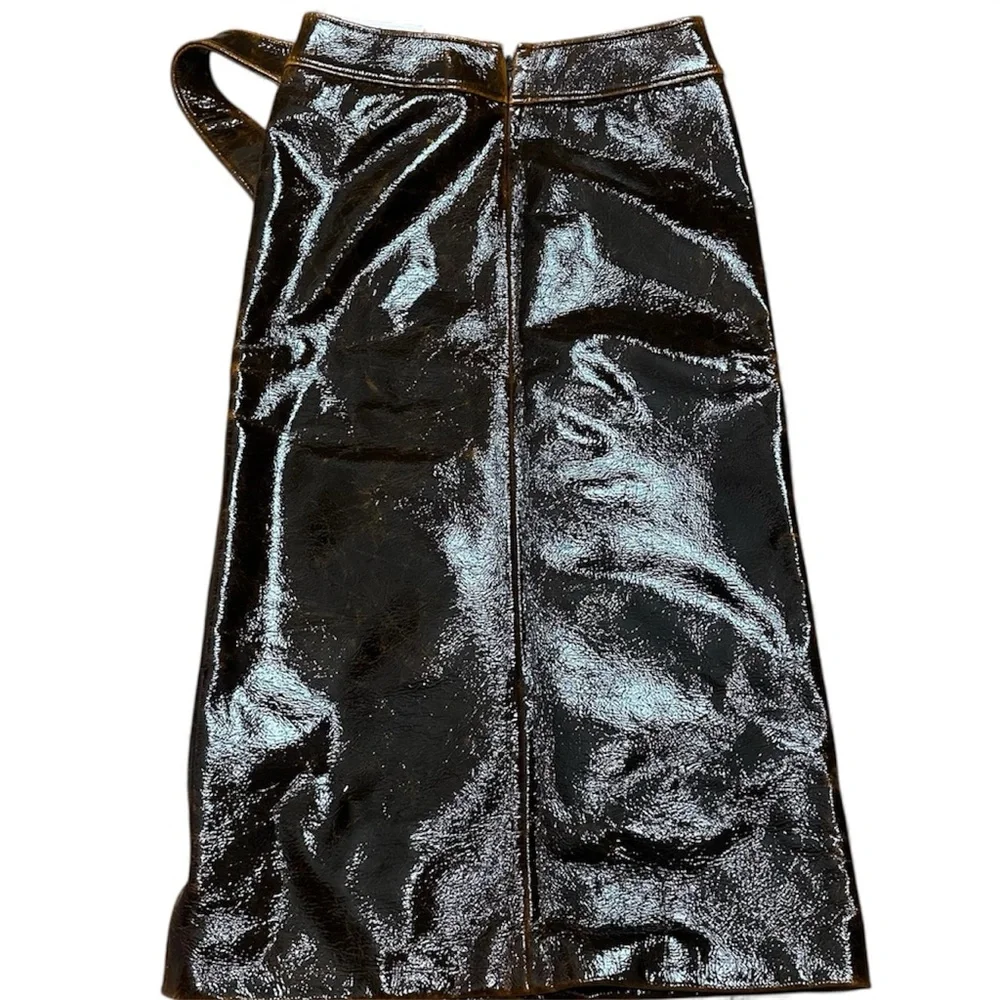 Brandon Maxwell Evelyn Mahogany Brown Maxi Wrap Skirt with Slit - Picture 11 of 12